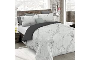 ITALIAN BED LINEN Set Copripiumino Microfibra Fashion, Lavorato in Italia - Parure Copri Piumino - Sacco Piumone 200x200 cm con Patella e federa Cuscino, Piazza e Mezza, Marble