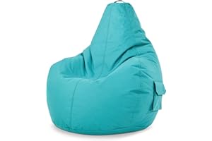 ‎GREEN BEAN Green Bean Sitzsack mit Rückenlehne 80x70x90cm - Gaming Chair mit 230L Füllung Kuschelig Weich Waschbar - Bean Bag Bodenkissen Lounge Chair Sitzhocker Relax-Sessel Gamer Gamingstuhl Aquamarin