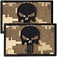 Bluyellow 2Pcs 3x2 Digital Camo Skull Patch Set, Hook and Loop Embroidered Military Morale Tactical Patches for Jackets, Military Backpack, Bulletproof Vest, Dog Harness, Sew on Opt, 3x2 Inches
