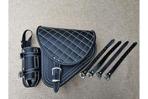 ORLETANOS Diablo Silver Sacoche Oscillant Compatible avec Harley Davidson Softail Heritage Cadre Etoiles Fatbob à partir de 2018 Argent Coutures Noir Cuir Véritable Porte-Bouteilles