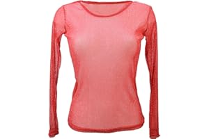 MISS ROUGE Miss Rojo Camiseta, Top de Velo, Brillante/Brillo