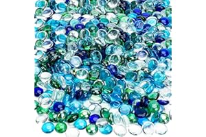 Glass Pebbles for Vases, Hiziwimi 1800g(About 400Pcs) Decorative Glass Pebbles, 17-20MM Decorative Stones, Glass Nuggets, Glass Beads for Planter, Aquariums, Gardens, Crafts & Vase Decoration