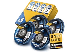 AMBOSS Werkzeuge ZFS - Disco de afilar (10 unidades, diámetro 115 mm, K60, para acero/acero inoxidable, pulidor, lijadora de corte de circonio, 10 unidades)