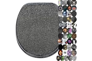 Sanilo WC Sitz mit Absenkautomatik, viele schöne schwarze Toilettendeckel zur Auswahl, hochwertige und stabile Qualität aus Holz (Glitzer Schwarz)