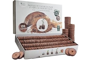 OwnGrown Coco Coir Seed Compost Pellets - 125 Boules de Coco pour Plantes d'Intérieur - Compost sans Tourbe pour Semis - Boulettes de Démarrage de Plantes avec Compost de Graines sans Tourbe