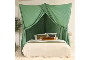 ‎UB-STORE Grüner Betthimmel für Doppelbett | Rechteckiges Moskitonetz Größen | Baldachin Bett für Teenagern & Erwachsenen | Himmelbett für Schlafzimmer