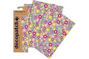 Decopatch Papier No. 552 (grün pink Kreise, 395 x 298 mm) 3er Pack