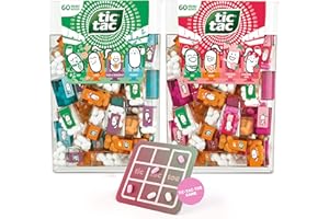 SWEET BUDDIES TicTacToe Travels 2-pack - 60 pieces per pack, Strawberry & Flavour Mix varieties, with TicTacToe game, mini sweets, individually wrapped - for children's birthday parties, goodie bag & giveaways