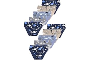 LOREZA ® 10er Pack Jungen Boxershorts Slips Dinosaurier Motiv Unterhosen Baumwolle
