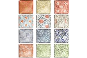 Berkin Arts 12 pièces Mignon Cristal Carré Aimant Fort Magnétique Autocollant de Réfrigérateur Aimant de Frigo Fleur Florale Rétro Mode Petit Cadeau pour Tableau Blanc Série William Morris