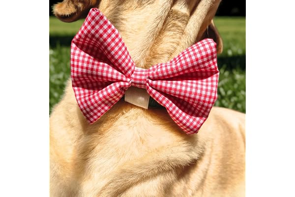 Handmade Dog Bow Tie Cute Red Check Design Adjustable Pet Accessory for Dogs & Cats Stylish Collar Bow for Puppies, Small & Large Breeds Perfect for Photoshoots, Weddings & Parties