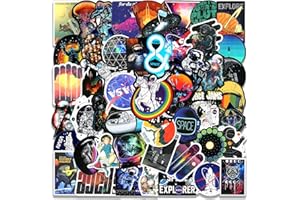 FOCRI Lot de 50 autocollants NASA, autocollants d'astronaute pour ordinateur portable, skateboard, phone, autocollants mignons, vinyle imperméable graffiti Space Decals pour adultes,
