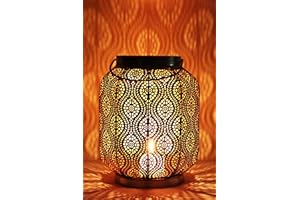 MARRAKESCH ORIENT & MEDITERRAN INTERIOR Petite Lanterne marocaine en métal Baghira 26cm or | Photophore marocain pour l'extérieur au jardin ou l'intérieur sur la table | Lanternes pour bougie | décoration de maison orientale