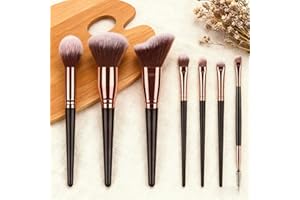 LUKA HERO Makeup Brushes (7 Pcs) – Professional Cosmetic Brush Set for Powder, Eyeshadow, Foundation, Blush and Blending – Beauty Makeup Brush Set (Brown)
