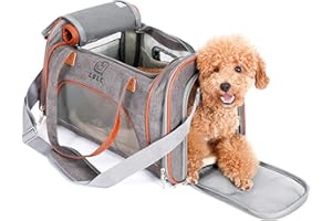 PETTOM Transportín Perro Gato Plegable con Tira Reflectante Parte Inferior Acolchada y Rigido Pet Carrier Impermeable Transpirable para Pequeños Mascota Viajes Avion Coche o Tren Gris