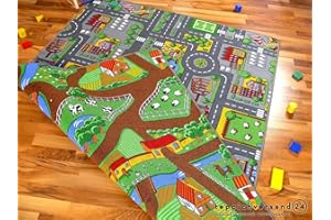 Lernen und Spielen Tapis de jeu avec routes - réversible - deux faces avec paysages routiers différents, Größe und Preise Duoplay:01) 100x165 cm