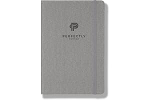 Perfectly Penned Dotted Notebook A5 / Journal/Writing Pad | Vegan Leather Hardback Cover | Extra Thick 255, Dot Grid, 120 GSM Premium Pages | 21 x 14 cm | Luxury Card Gift Box | Grey