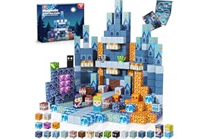Annexfun Magnetic Blocks - 100 PCS Build Blue Castle Building Blocks - Magnetic Cubes Tiles Toys for Montessori Toddler Birthday Gifts - STEM Sensory Toys for 4 5 6 7 8 9 10 Year Old Boys & Girls