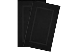 Hammetex Badvorleger Set 2 Teilig, 100% Baumwolle Duschvorleger für Badezimmer, Saugfähig Waschbar Bad Fußmatten 51x86 cm Große Badematten, Schwarz