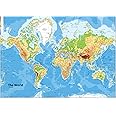 Physical Map of the World - Size A0-84.1 x 118.9cm - Paper Laminated