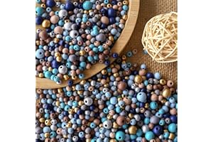 HERZWILD 1370pcs Perle di legno colorate da infilare, 6/8/10 mm, mix di perle di legno colorate per fai da te (colorato-6/8/10 mm)