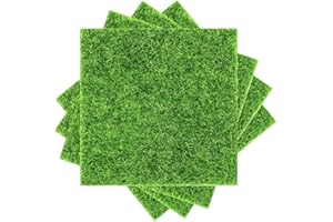 YUNHENTONG Mini Pelouse Synthétique, 4 Pièces Fausse Herbe 15x15cm Faux Gazon Artificiel Réaliste Fausse Pelouse pour Mini Jardin, Maison de Poupée, Décoration Miniature