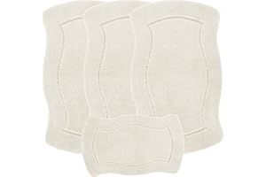 emmahome ROMANY GYPSY WASHABLE NON-SLIP 4PCS MAT/RUG SET, 67X120CM CARAVAN/MOBILE HOME TOURER SIZES, PUFFY SMART (Cream)