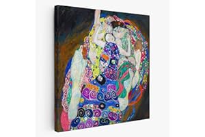 BKstuff Cadre Peinture oeuvre d'art, Reproduction sur toile entoilée Oeuvres de Gustav Klimt (Les Vierges, Gustav Klimt, 50x50cm)