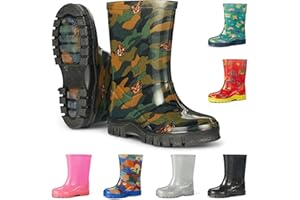 JUJU Factory Warehouse Wellies for Kids | Waterproof Childrens Welly Boots | Easy Pull On Style | Durable and Comfy Materials