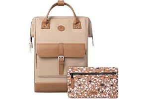 CABAÏA CABAIA - Sac à Dos Adventurer Kuala Lumpur - Large 23L - Déperlant - Compartiment Ordinateur Portable 15" - 2 Poches - Certifié Vegan - Sac Voyage, Affaires, École pour Homme et Femme - Marron