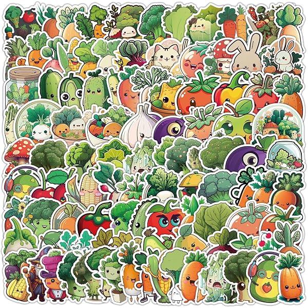 100 Stück Niedliche Obst- & Gemüse-Aufkleber – Cartoon-Sticker Für Laptop, Flasche & Mehr | Vinyl, Wasserfest