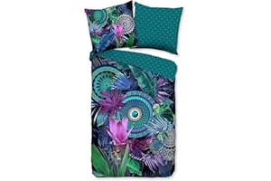 ‎TRAUMSCHLOSS Traumschloss Satin Bettwäsche »Zehra«, Vogel, Mandalas, Ornamente, grün, 155x220 & 80x80, 100% Baumwolle, atmungsaktiv & weich, mit Reißverschluss bestehend aus Kissen und Bettbezug
