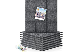 Kulamo 8 Stück Große Filz Pinnwand Selbstklebend mit 40 Pins, 30x30 cm, Dunkelgrau, Pinnwand Filz zum Aufhängen Fotos, Kalendererinnerung und Wanddekoration