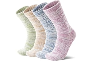 MOSEY KOSY 4 Paires de Chaussettes en Mérinos pour Marche et Randonnée Chaudes Extra Épaisses Thermiques Confortables avec Caleçon pour Travail pour Femme et Homme
