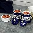 Kreative Homes Kraftlik Handicrafts Ceramic Jars with Lid and Holding Tray | Multipurpose Barni for Chutney, Pickle, Spice, Jam, Tea, Sugar, Coffe & Ketchup | Storage Container (Set of2)