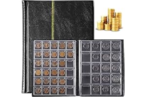 FGXY Album Per Monete Con 250 Tasche, Raccoglitore Monete, Libro Di Collezione Di Monete, Porta Monete Da Collezione, Accessori Per Riporre Monete Da 20/25/27/30 Mm, Per Collezionisti (Nero)