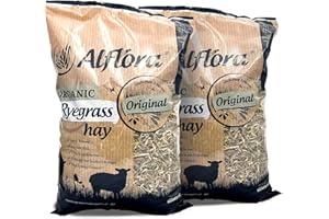 Alflora Organic 14l 1KG Approx Premium Ryegrass Meadow Hay Original - 100% Natural - 10% Protein, Fibre and Nutrient Rich – Everyday Use Hay or Chaff - For Rabbits, Gerbils, Hamsters, Guinea Pigs