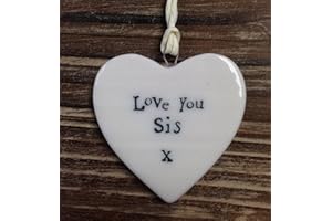 EAST OF INDIA Small Porcelain Heart - Love You Sis