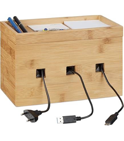 Scatola Organizzatrice Cavi In Legno Paulownia KIRIGEN - Elegante E Sicura Per Casa E Ufficio - Foto 2