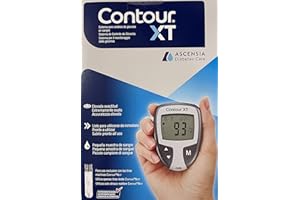 GUNA Ascensia Diabetes Care Glucometro Contour XT - Questo Kit Contiene: Strumento, 5 Strisce Reattive, Manuale d'Uso e Guida Rapida, Dispositivo Pungidito, 5 Lancette Colorate, Custodia