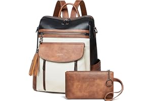 Shrrie Sac à dos pour femmes, sacs à main portés en cuir PU, élégant sac à dos anti-vol étanche convertible avec bandoulière amovible pour le travail Voyage Collège Gif