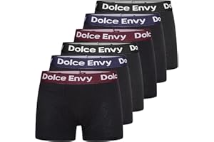 DOLCE ENVY 6-Pack Mens Boxers Shorts with Elastic Waistband Cotton Fitted Breathable Underwear Suitable for any Occasion