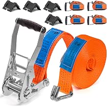Lot De 2 Sangles D'Arrimage à Cliquet 800 Kg - 12 M X 25 Mm Orange - Fixation Réglable Pour Déménagement, Transport
