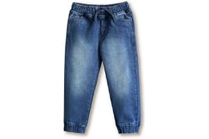 Amazon Brand - Symbol Boys Cotton Rich Stretchable Slim Fit Jogger Jeans | Elasticated Waistband and Cuff | Casual Denim | Age 2-14 Years