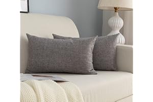 GIRASOLE HOME Coppia Federe Cuscini in Simil Lino Antiacaro e Ipoallergenico Per Divano e Letto Copricuscini Arredamento Casa con Zip Invisibile 2 pezzi (30x50cm, Grigio)