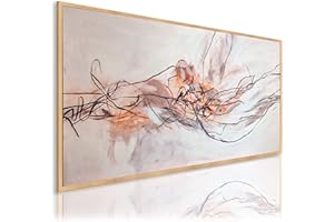 DekoArte - Quadri astratti dipinti a mano 140x70 cm SIGNATURE - Dipinto su tela con cornice colore legno