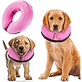 Inflatable Dog Collar with Quick Release and Adjustable Fit,This Protective Dog Cone for After Surgery Protects from Stitches, Bites, Licks and Wounds, Soft Pet Recovery Collar for Dogs, (Pink, S)