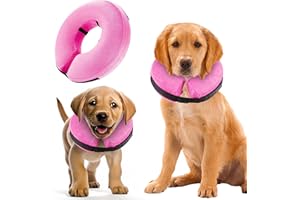 SMIM Inflatable Dog Collar with Quick Release and Adjustable Fit,This Protective Dog Cone for After Surgery Protects from Stitches, Bites, Licks and Wounds, Soft Pet Recovery Collar for Dogs, (Pink, S)