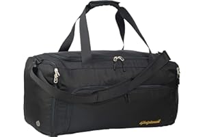 LIFESTYLEMALL Foldable 40L Gym Bag - Mens & Womens - Sports Duffle - Travel & Airport Bag - Black with Shoe Compartment & Wet Pocket - Waterproof