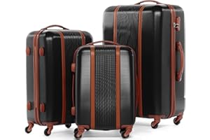 FERGÉ Zestaw walizek z twardą obudową, 3-częściowy Milano walizka na kółkach – bagaż podręczny 55 cm, L i XL, 3 sztuki, walizka na kółkach, 4 kółka, 100% ABS, czarny, 3er Set, Zestaw walizek